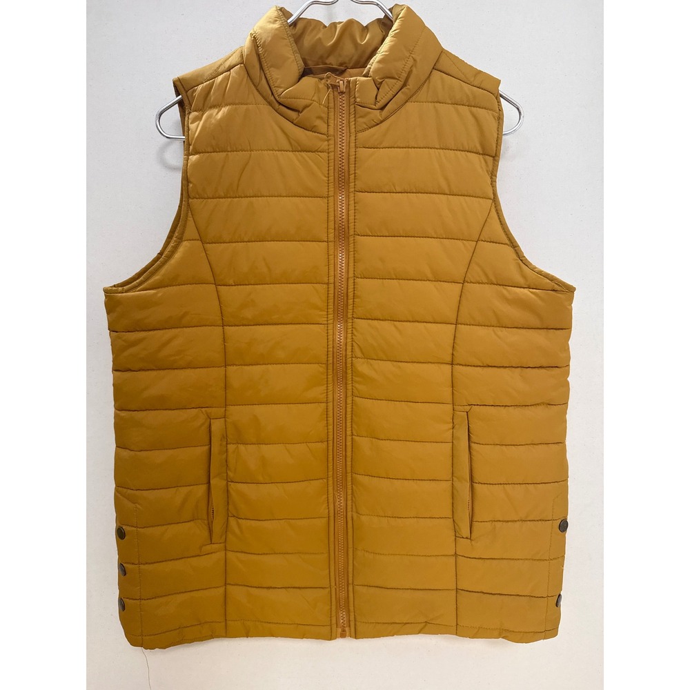 Zenana Outfitters Mustard Yellow Quilted Puffer Vest Mock Neck Large